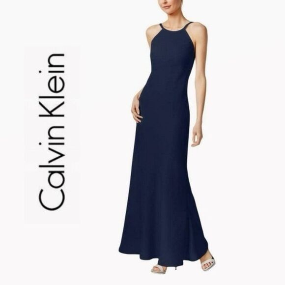 👗✨  Calvin Klein Navy Evening Gown ✨👗 - Picture 7 of 8